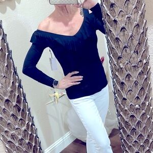 NWT Bailey 44 Midnight Blue Off (1) Shoulder Top